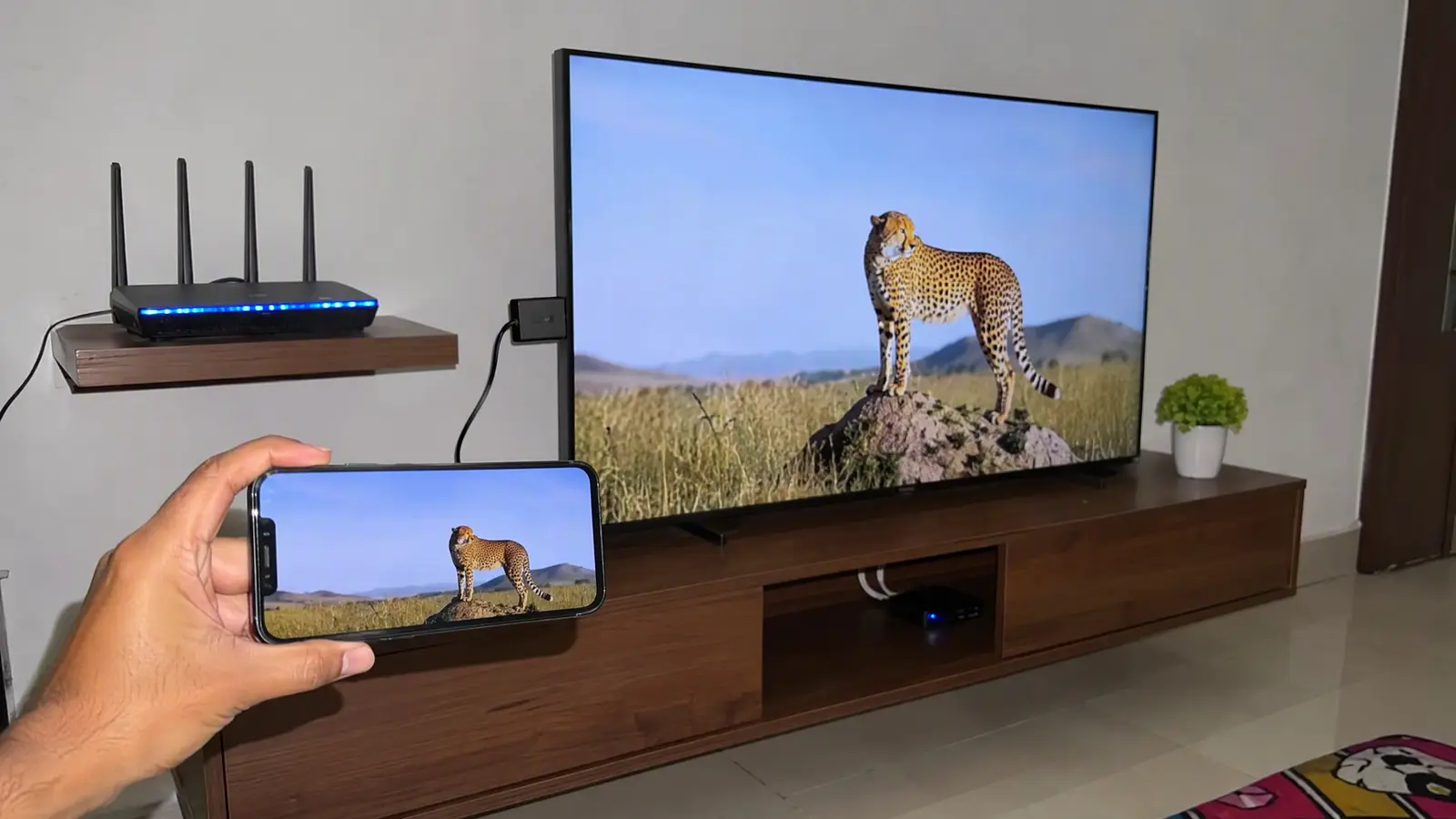 So funktioniert IPTV: Router, Streaming-Stick am Smart-TV und Smartphone zeigen dasselbe Fernsehbild